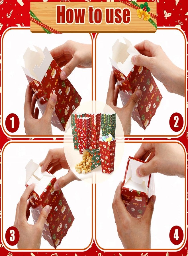 Faccito 48 Pcs Christmas Popcorn Boxes Christmas Tree Snowman Popcorn Boxes Xmas Party Treat Container Red Green Snack Buckets Mini Candy Paper Holder for Holiday Movie Night Party Favors Supplies - Image 4